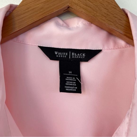 White House Black Market Long Sleeve Satin Shirt in Light Pink 14 Button Up - Picture 7 of 11